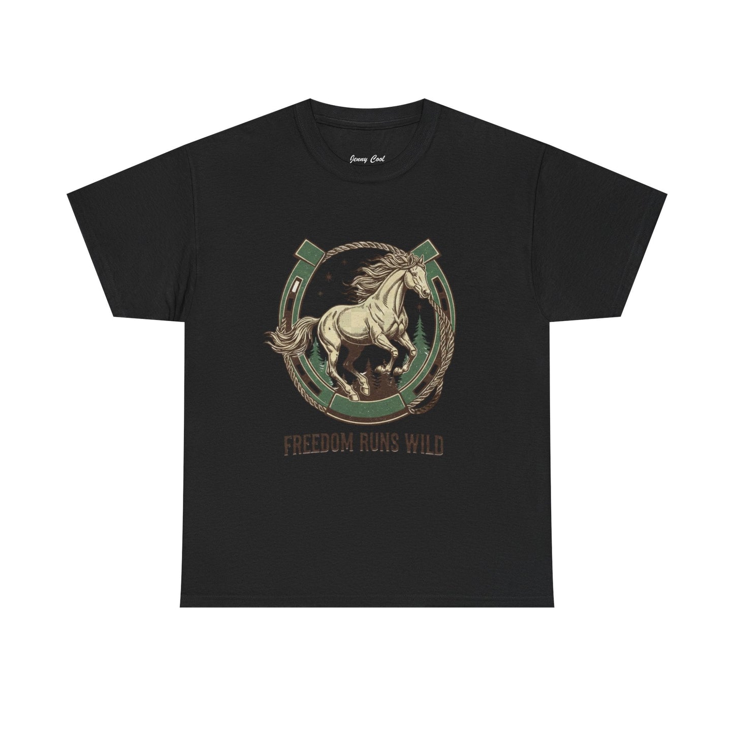 Freedom Runs Wild Horse Graphic T-Shirt – Vintage Western Women’s Tee - JennyCool