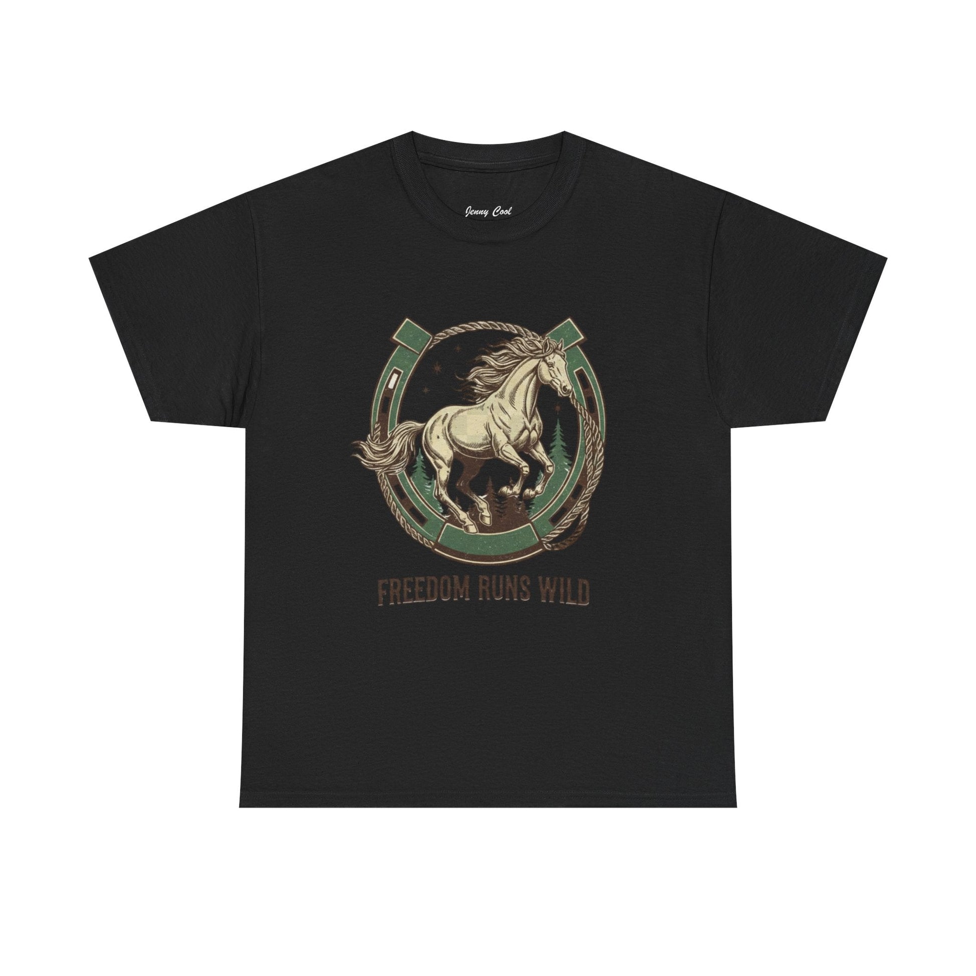 Freedom Runs Wild Horse Graphic T-Shirt – Vintage Western Women’s Tee - JennyCool