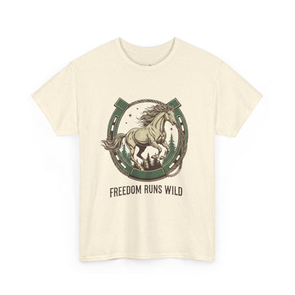 Freedom Runs Wild Horse Graphic T-Shirt – Vintage Western Women’s Tee - JennyCool