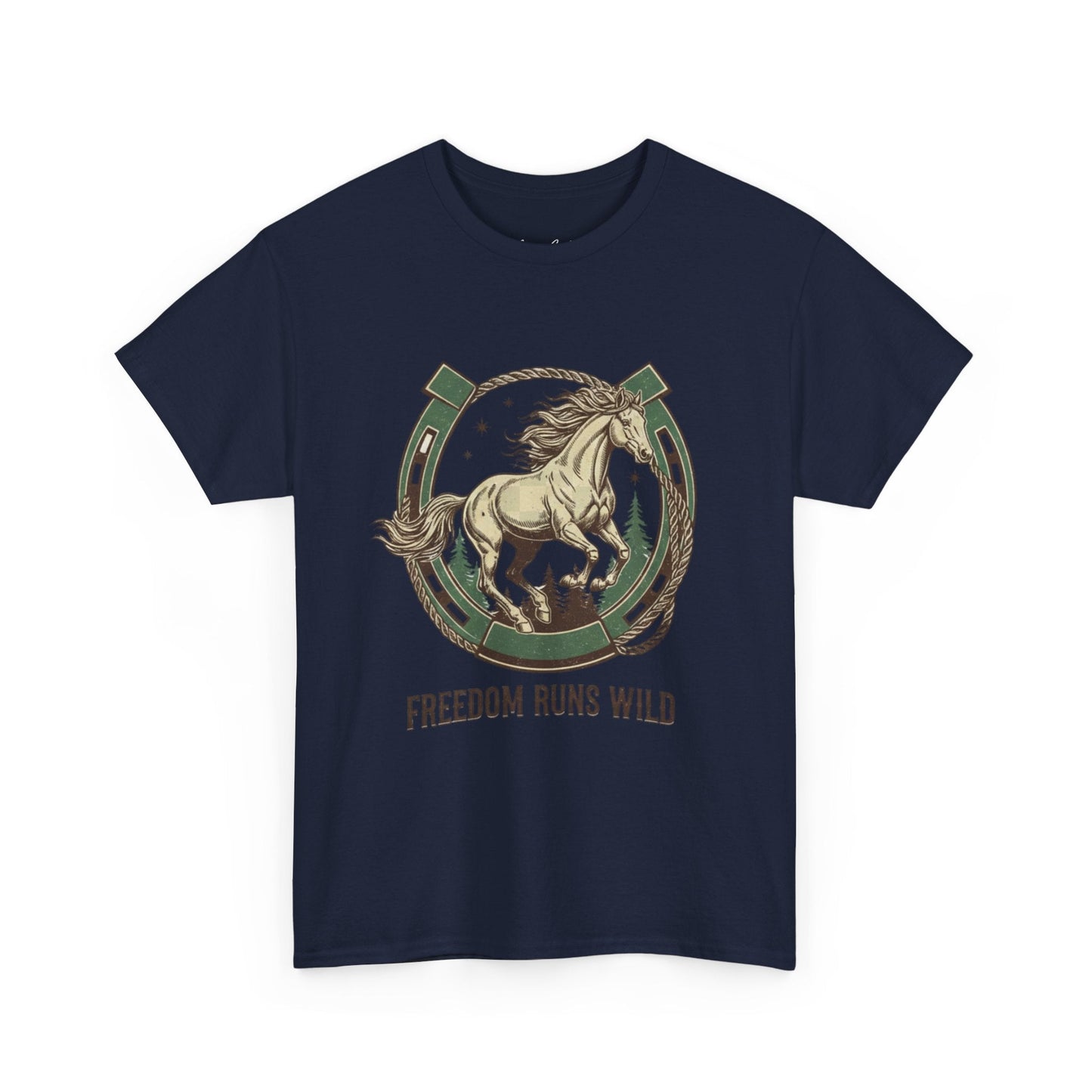 Freedom Runs Wild Horse Graphic T-Shirt – Vintage Western Women’s Tee - JennyCool