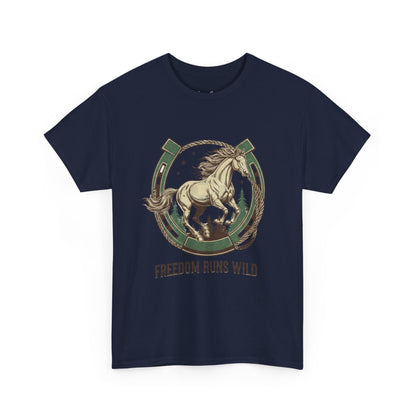 Freedom Runs Wild Horse Graphic T-Shirt – Vintage Western Women’s Tee - JennyCool