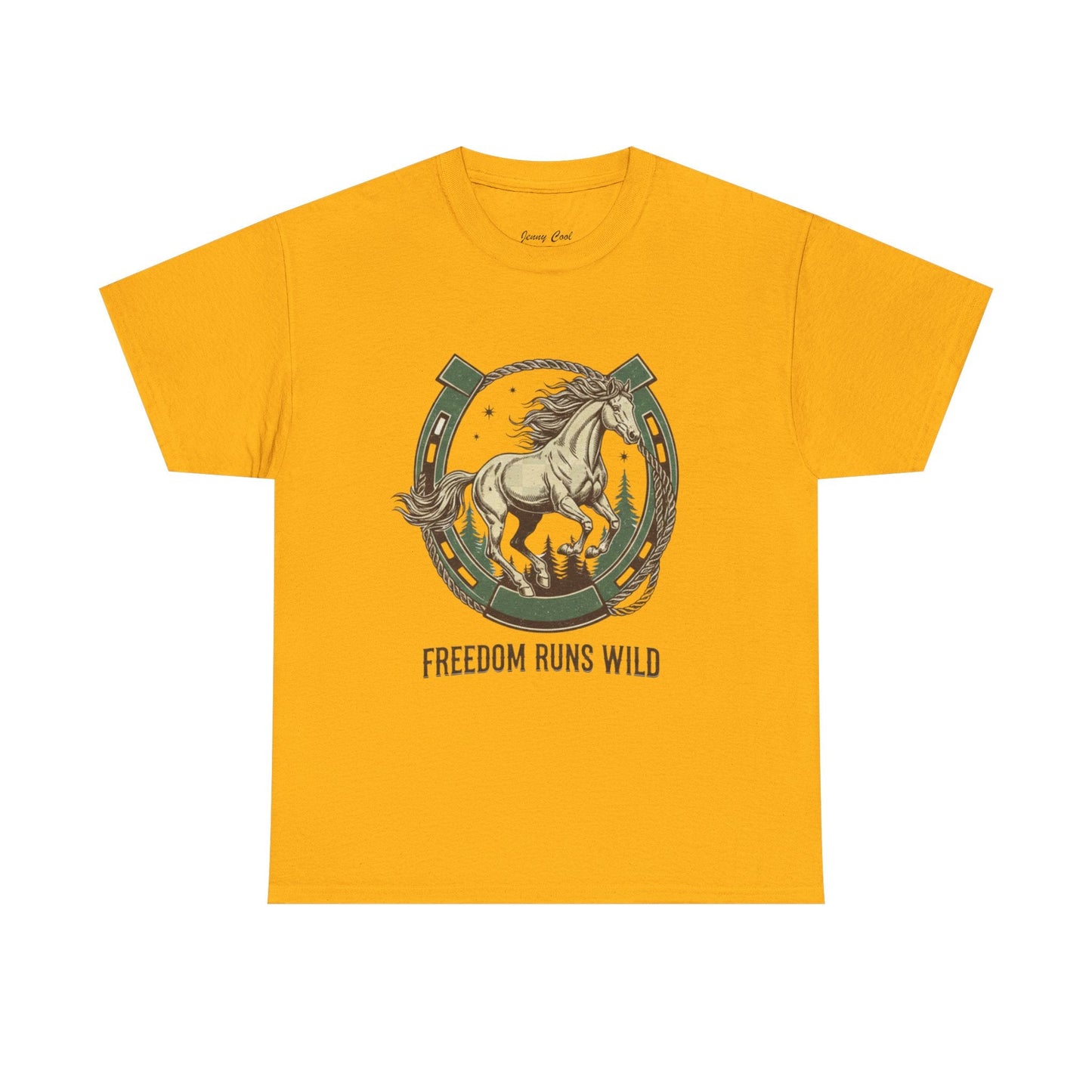 Freedom Runs Wild Horse Graphic T-Shirt – Vintage Western Women’s Tee - JennyCool
