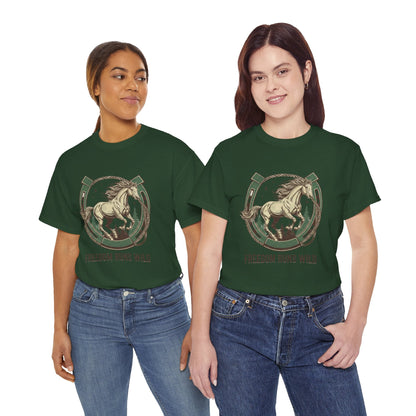 Freedom Runs Wild Horse Graphic T-Shirt – Vintage Western Women’s Tee - JennyCool