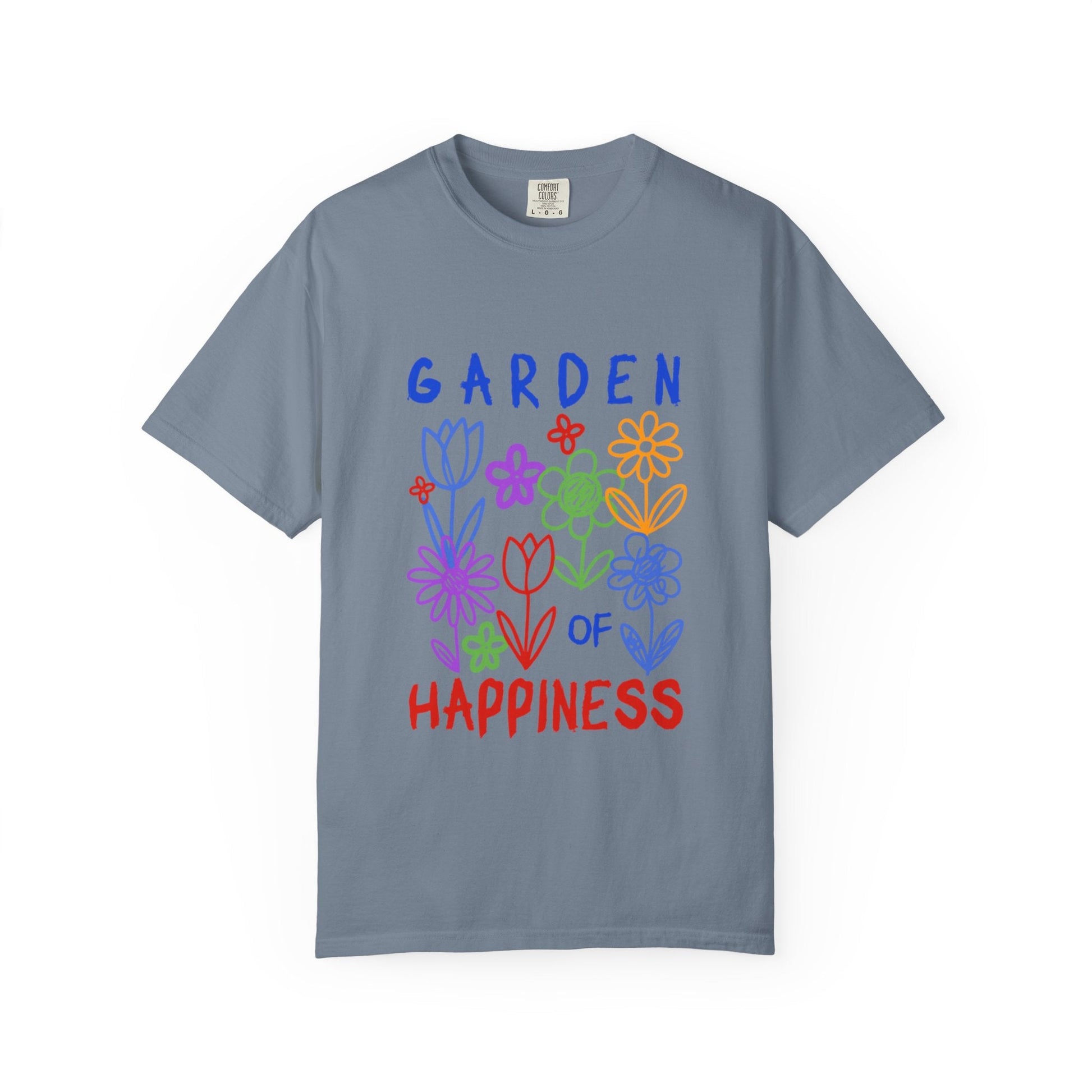 Garden of Happiness Floral Tee – Colorful Flower Graphic Shirt for Women, Cute Botanical Aesthetic T-Shirt - JennyCool