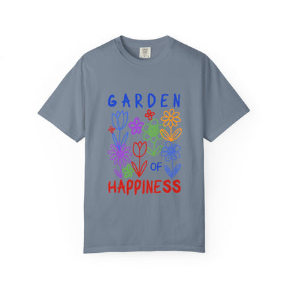 Garden of Happiness Floral Tee – Colorful Flower Graphic Shirt for Women, Cute Botanical Aesthetic T-Shirt - JennyCool