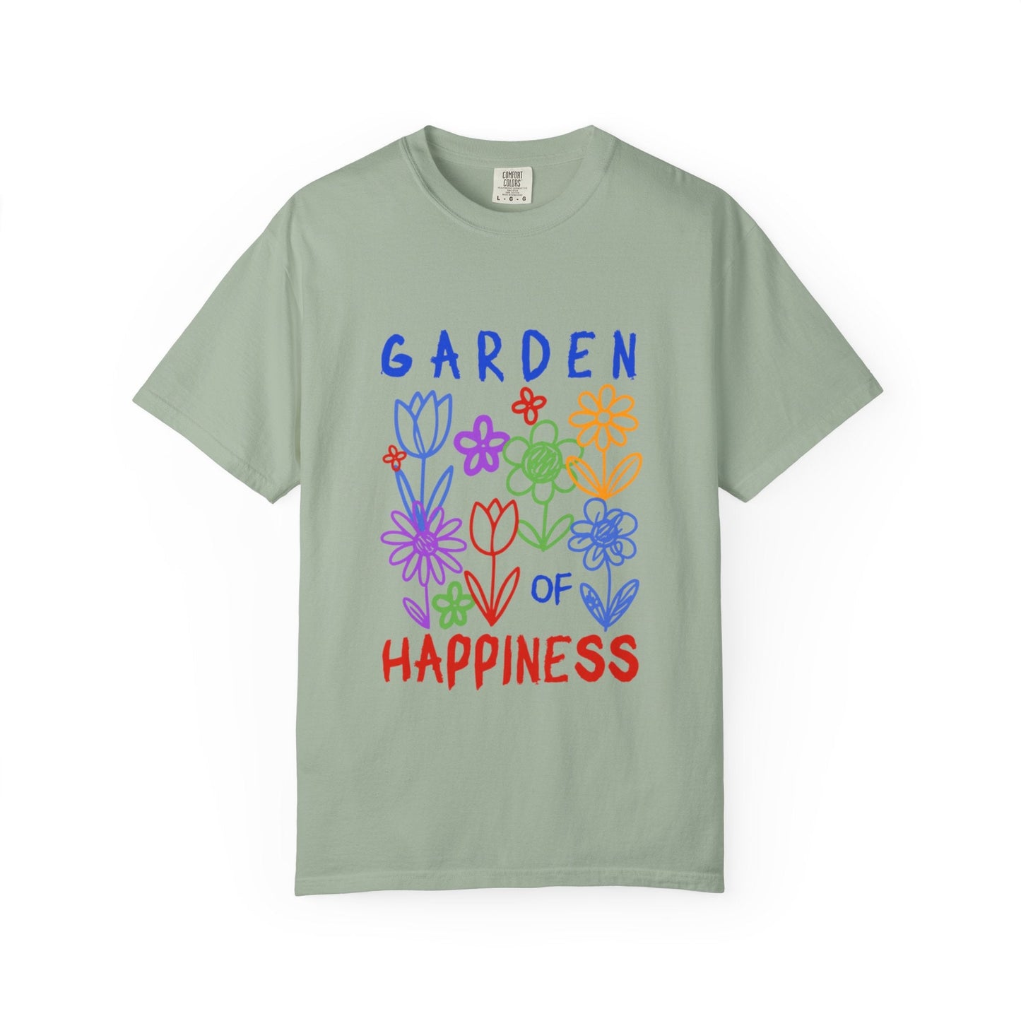 Garden of Happiness Floral Tee – Colorful Flower Graphic Shirt for Women, Cute Botanical Aesthetic T-Shirt - JennyCool