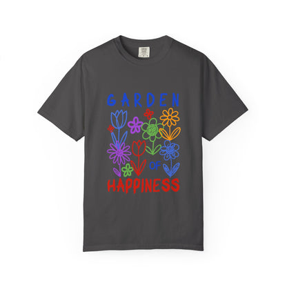 Garden of Happiness Floral Tee – Colorful Flower Graphic Shirt for Women, Cute Botanical Aesthetic T-Shirt - JennyCool
