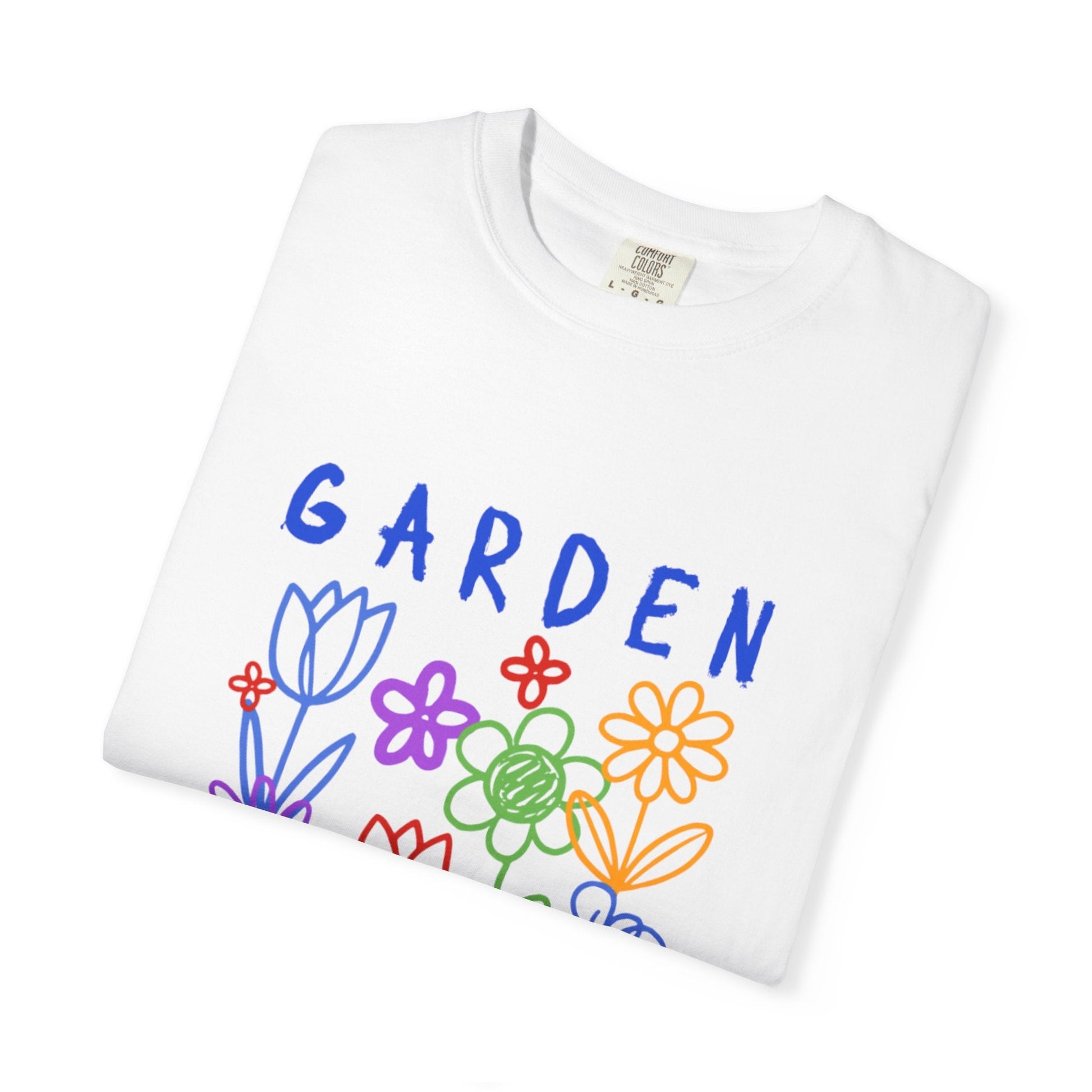 Garden of Happiness Floral Tee – Colorful Flower Graphic Shirt for Women, Cute Botanical Aesthetic T-Shirt - JennyCool