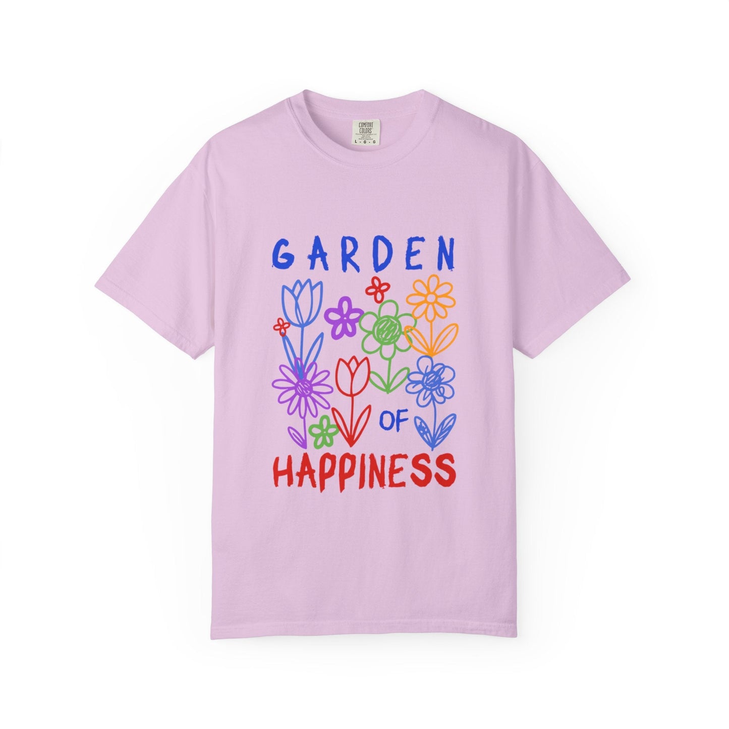 Garden of Happiness Floral Tee – Colorful Flower Graphic Shirt for Women, Cute Botanical Aesthetic T-Shirt - JennyCool