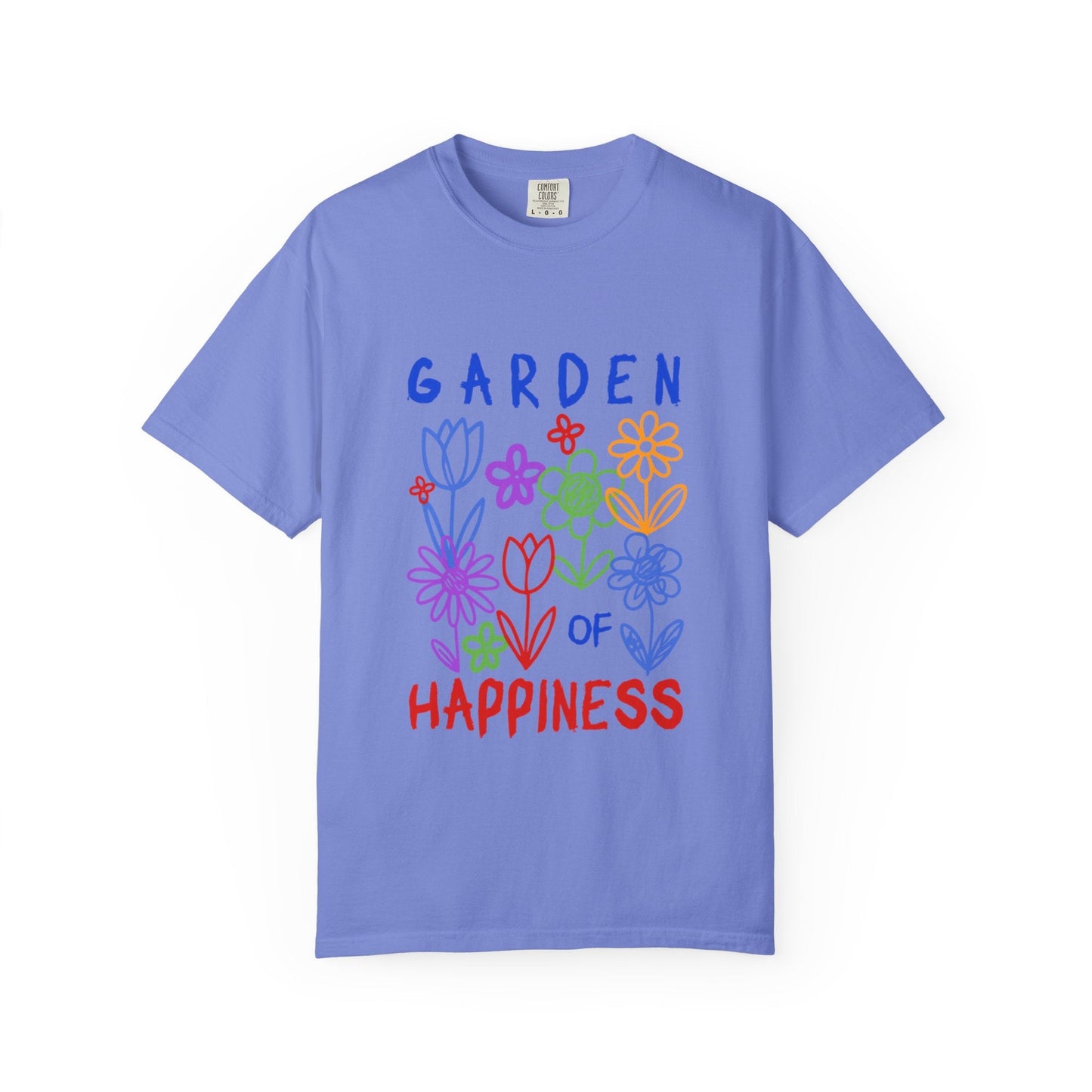 Garden of Happiness Floral Tee – Colorful Flower Graphic Shirt for Women, Cute Botanical Aesthetic T-Shirt - JennyCool