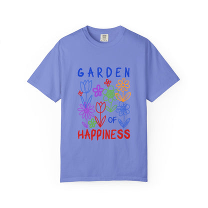 Garden of Happiness Floral Tee – Colorful Flower Graphic Shirt for Women, Cute Botanical Aesthetic T-Shirt - JennyCool