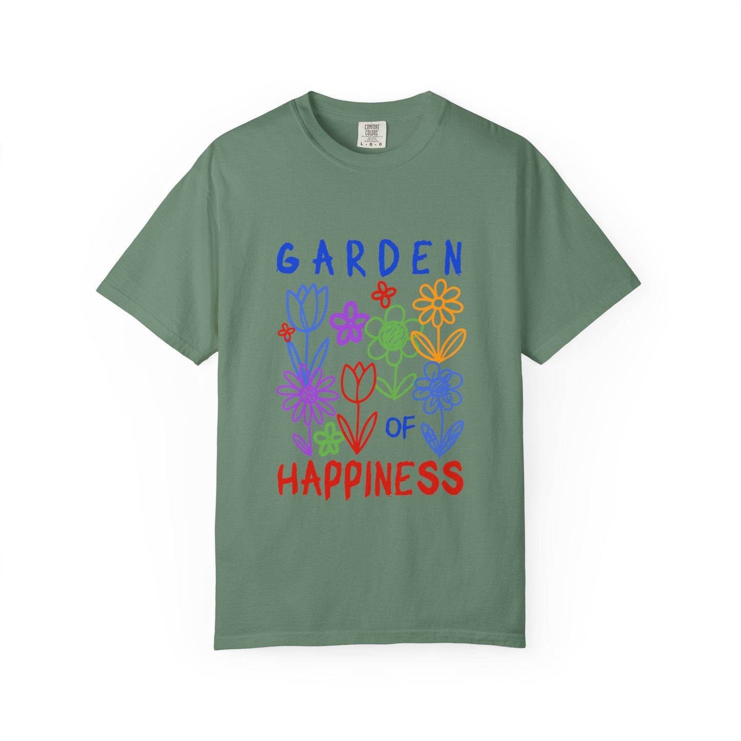 Garden of Happiness Floral Tee – Colorful Flower Graphic Shirt for Women, Cute Botanical Aesthetic T-Shirt - JennyCool