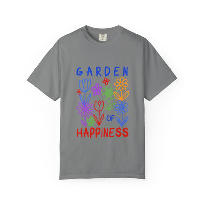 Garden of Happiness Floral Tee – Colorful Flower Graphic Shirt for Women, Cute Botanical Aesthetic T-Shirt - JennyCool