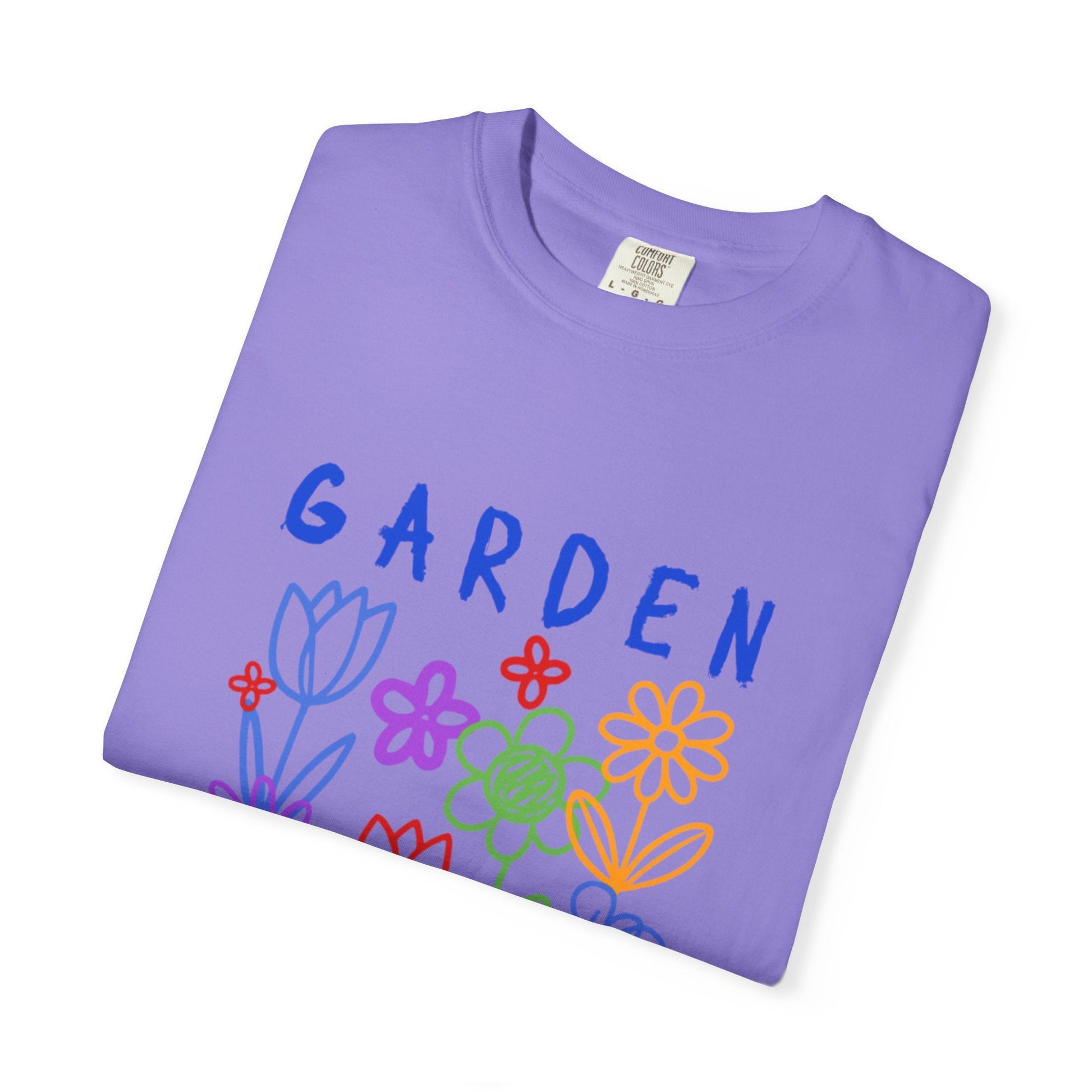 Garden of Happiness Floral Tee – Colorful Flower Graphic Shirt for Women, Cute Botanical Aesthetic T-Shirt - JennyCool