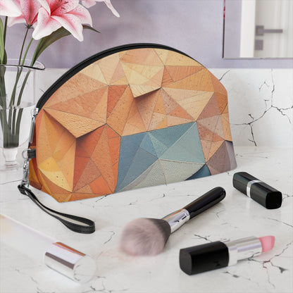 Geometric Abstract Makeup Bag – Modern Polygon Cosmetic Pouch, Faux Leather Travel Makeup Organizer - JennyCool
