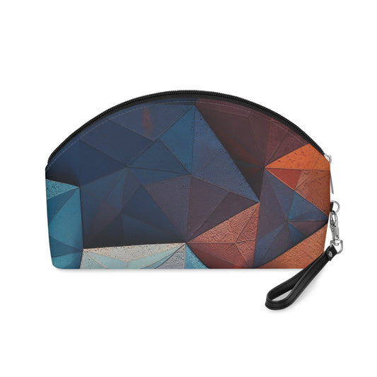 Geometric Abstract Makeup Bag – Modern Polygon Cosmetic Pouch, Faux Leather Travel Makeup Organizer - JennyCool