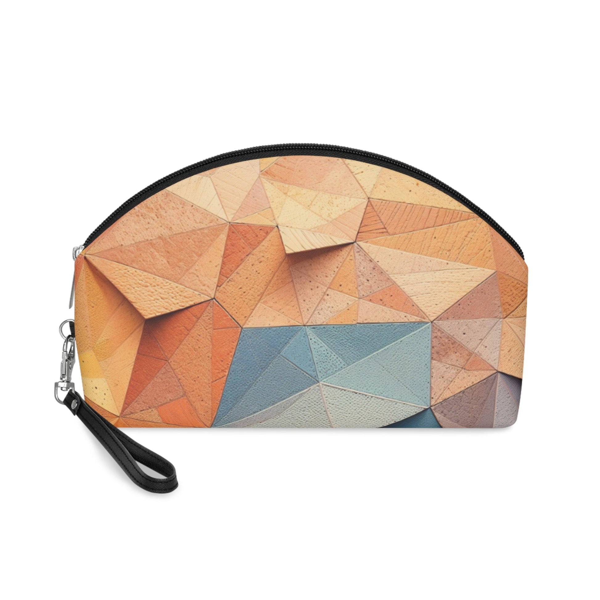 Geometric Abstract Makeup Bag – Modern Polygon Cosmetic Pouch, Faux Leather Travel Makeup Organizer - JennyCool