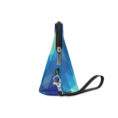 Geometric Blue Mosaic Makeup Bag — Blue Triangle Pattern Cosmetic Pouch - JennyCool