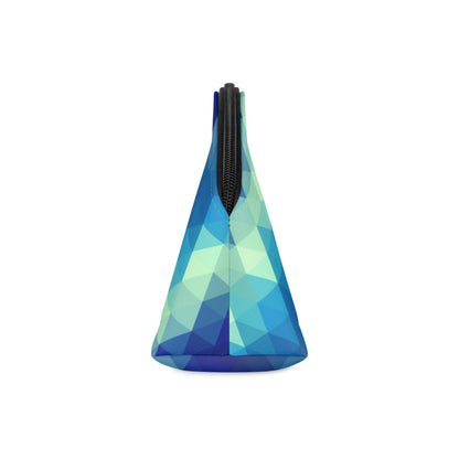 Geometric Blue Mosaic Makeup Bag — Blue Triangle Pattern Cosmetic Pouch - JennyCool