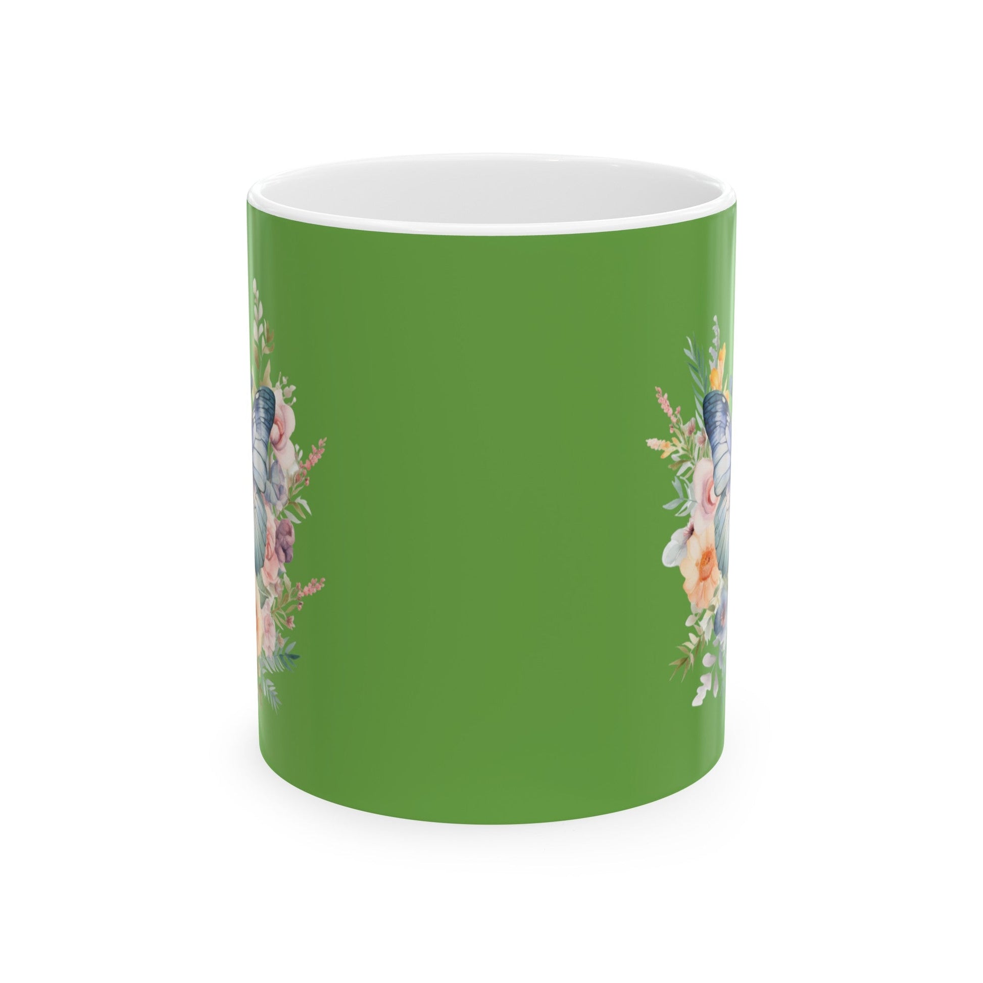 Green Ceramic Mug Butterfly, (11oz, 15oz) - JennyCool
