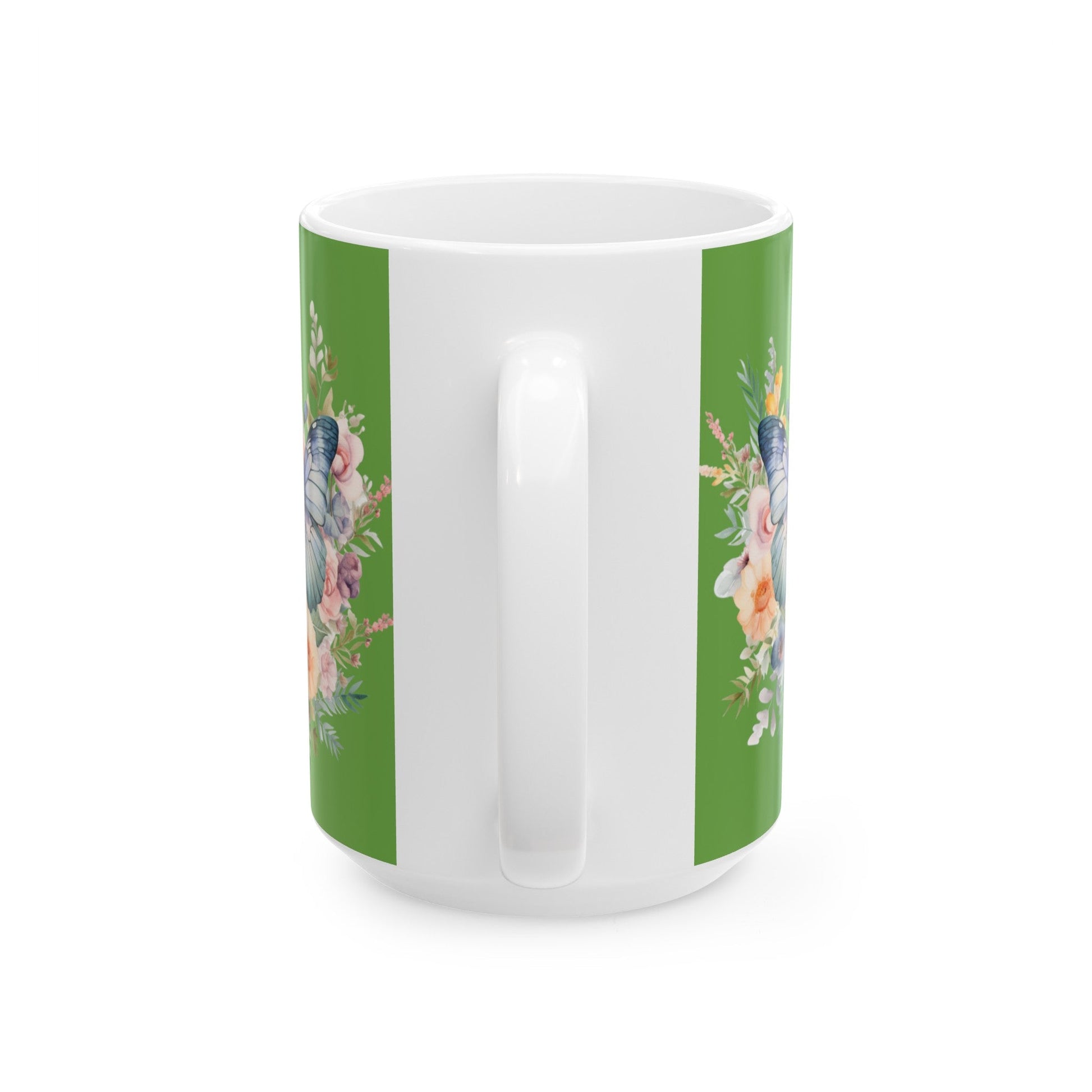 Green Ceramic Mug Butterfly, (11oz, 15oz) - JennyCool