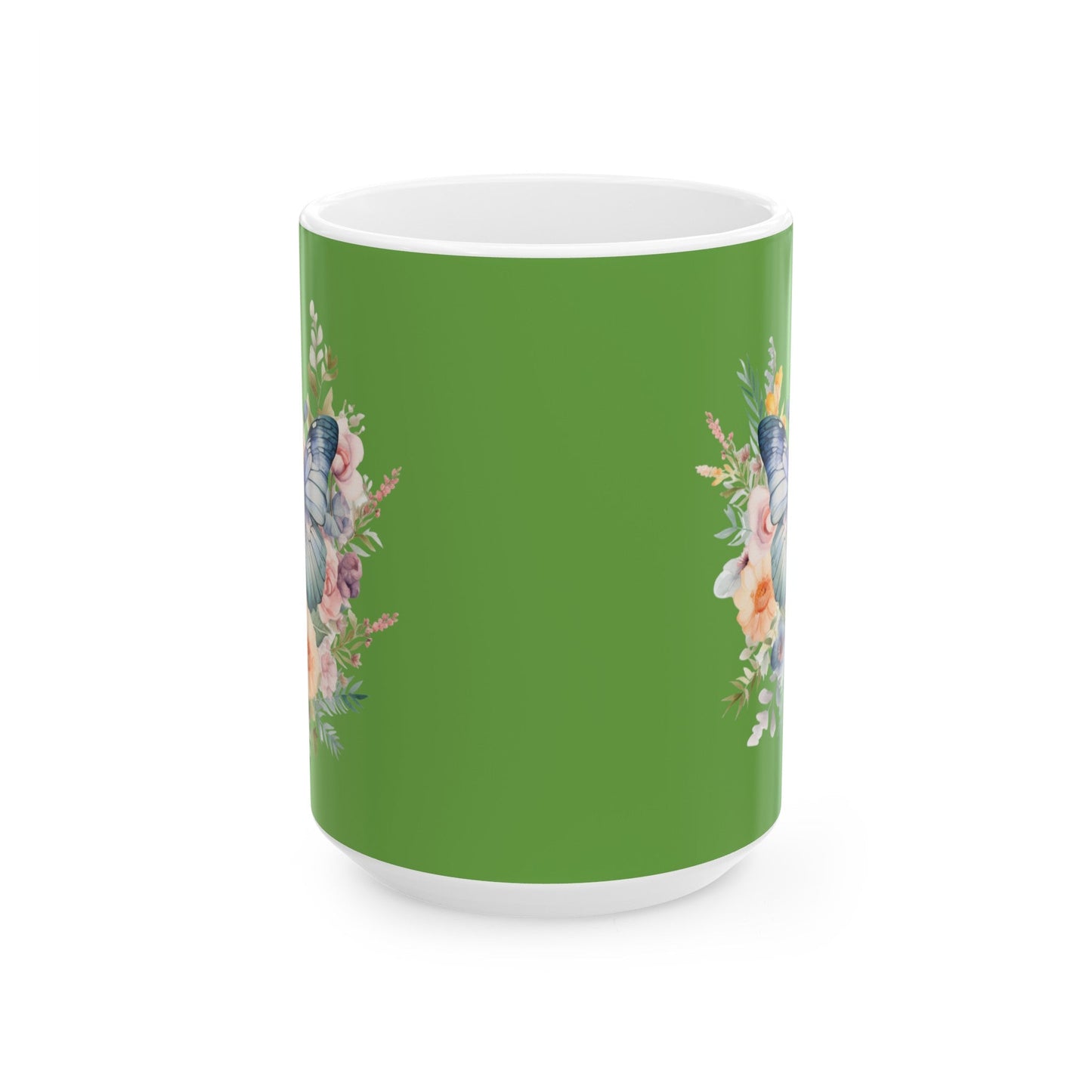 Green Ceramic Mug Butterfly, (11oz, 15oz) - JennyCool