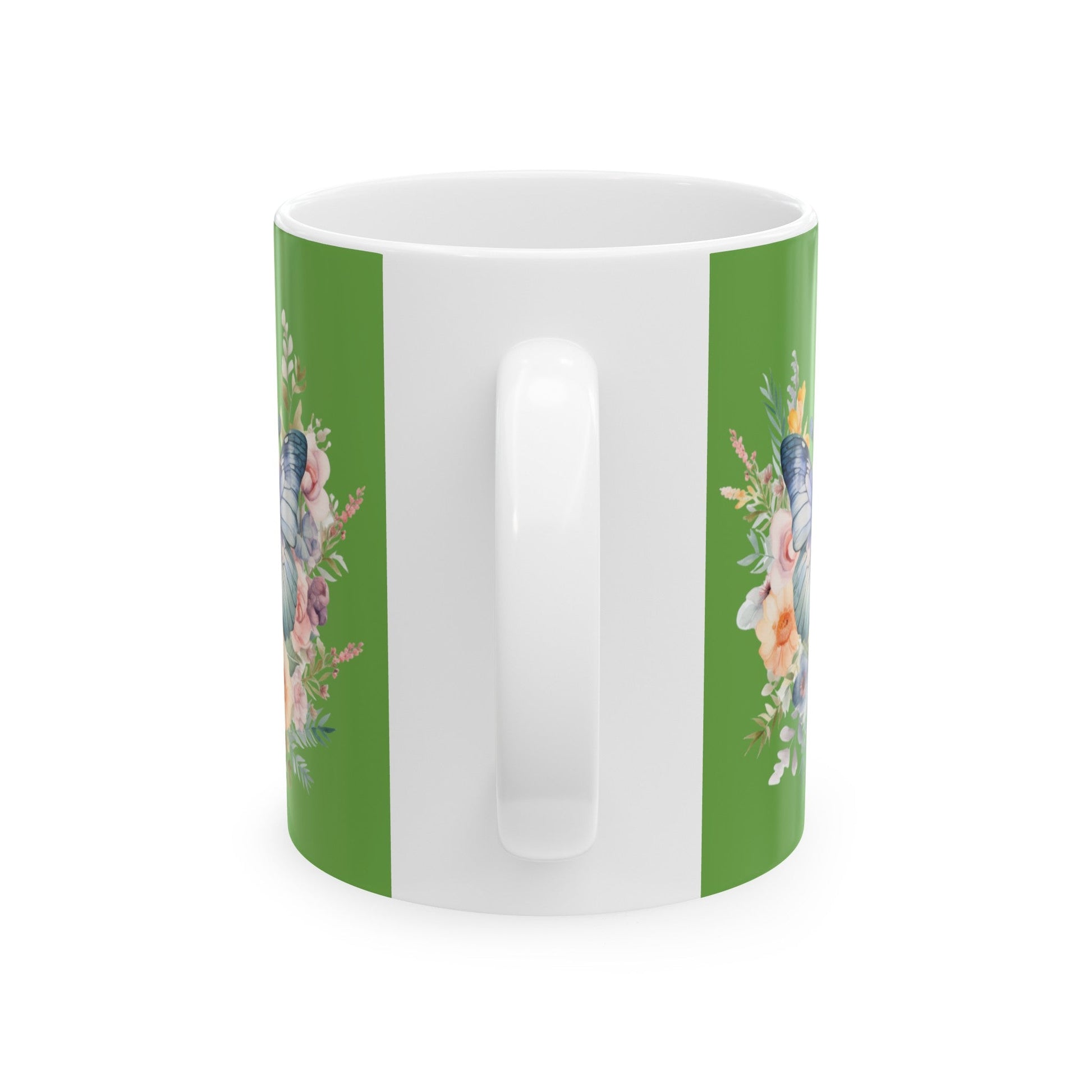 Green Ceramic Mug Butterfly, (11oz, 15oz) - JennyCool