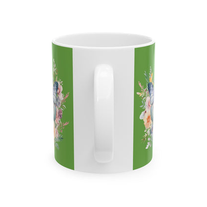 Green Ceramic Mug Butterfly, (11oz, 15oz) - JennyCool