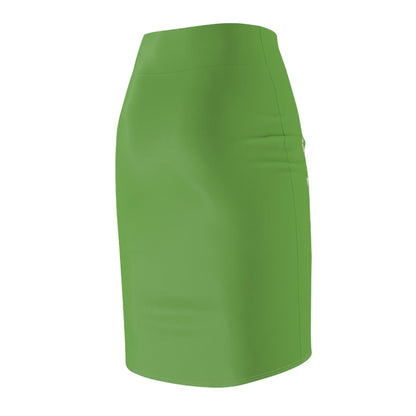 Green Women's Pencil Skirt (AOP) with Spring Flowers and Butterfly - JennyCool