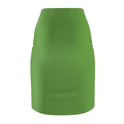 Green Women's Pencil Skirt (AOP) with Spring Flowers and Butterfly - JennyCool