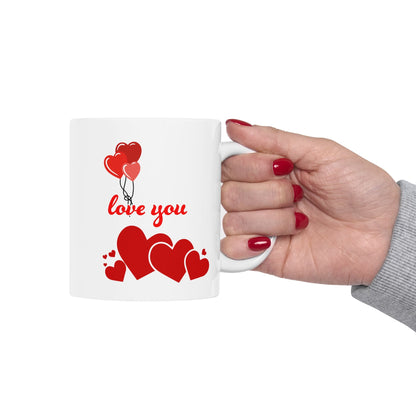 Heart Print Ceramic Mug - JennyCool