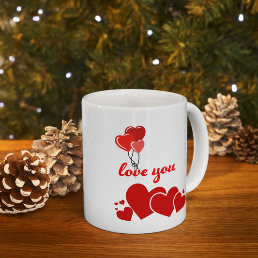 Heart Print Ceramic Mug - JennyCool
