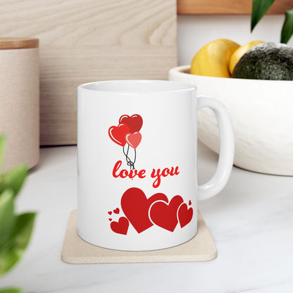 Heart Print Ceramic Mug - JennyCool