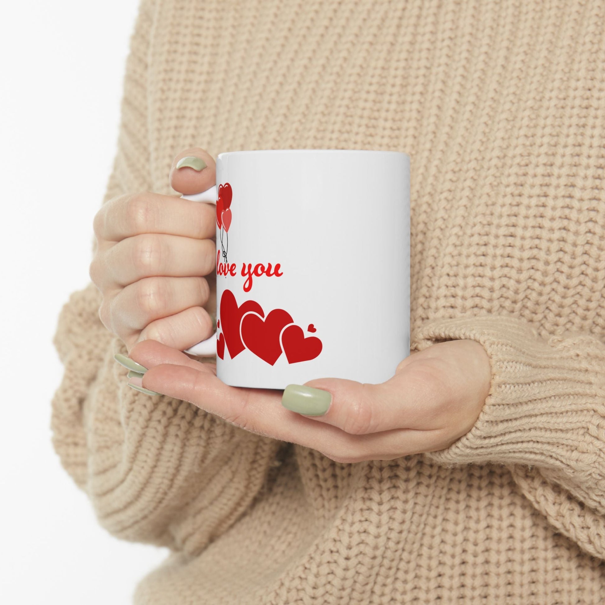 Heart Print Ceramic Mug - JennyCool