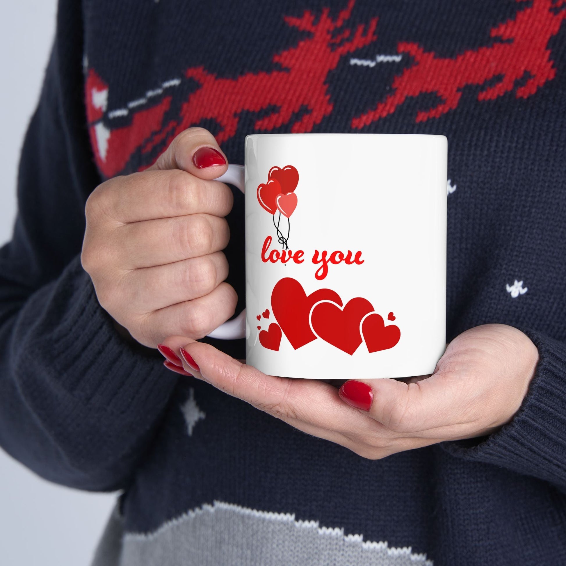 Heart Print Ceramic Mug - JennyCool