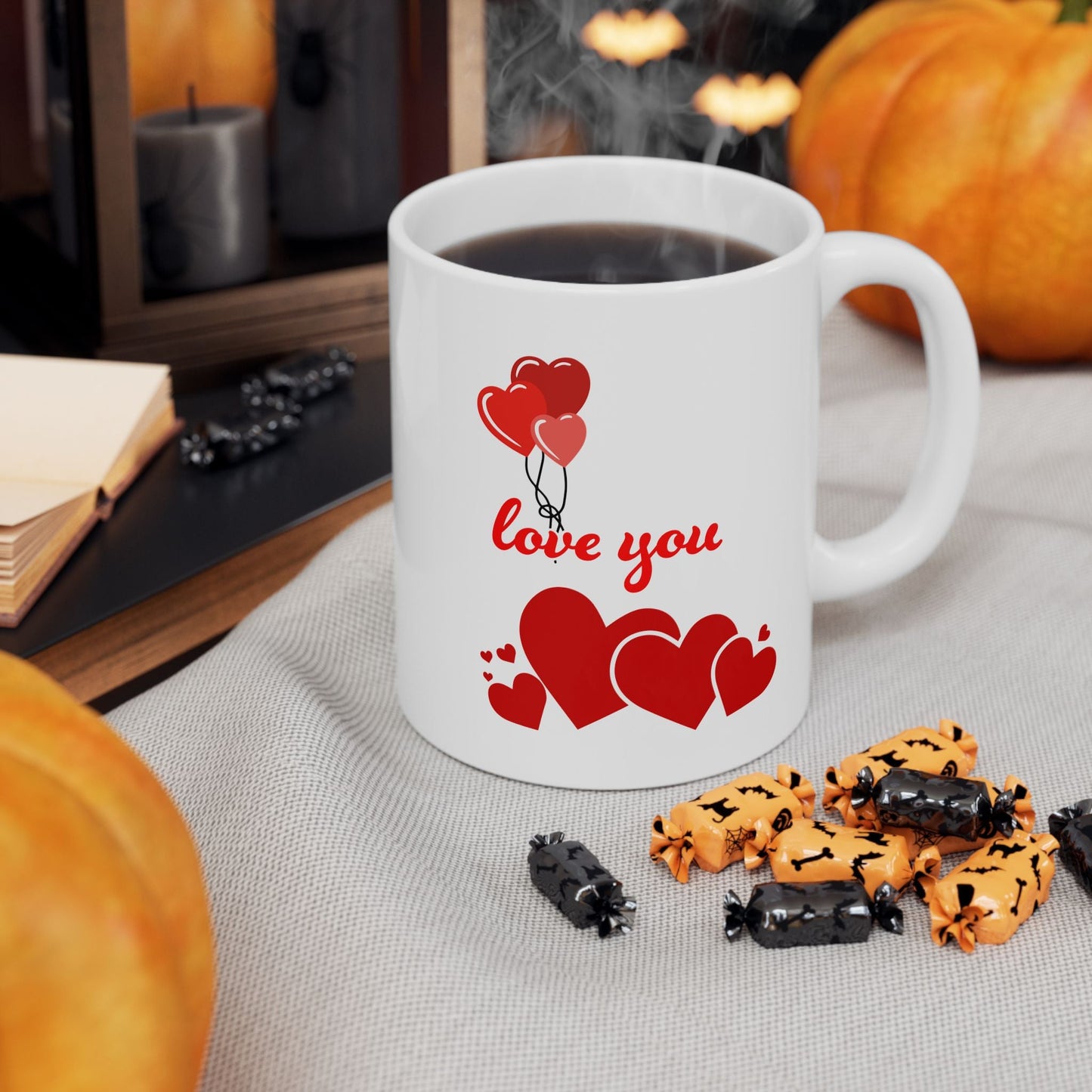 Heart Print Ceramic Mug - JennyCool