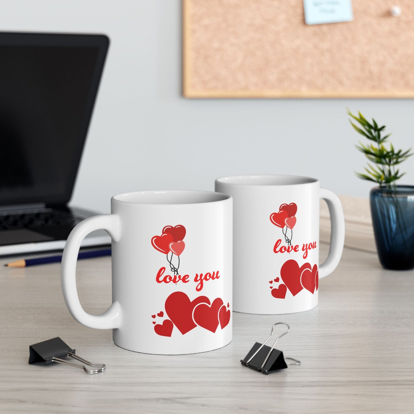 Heart Print Ceramic Mug - JennyCool