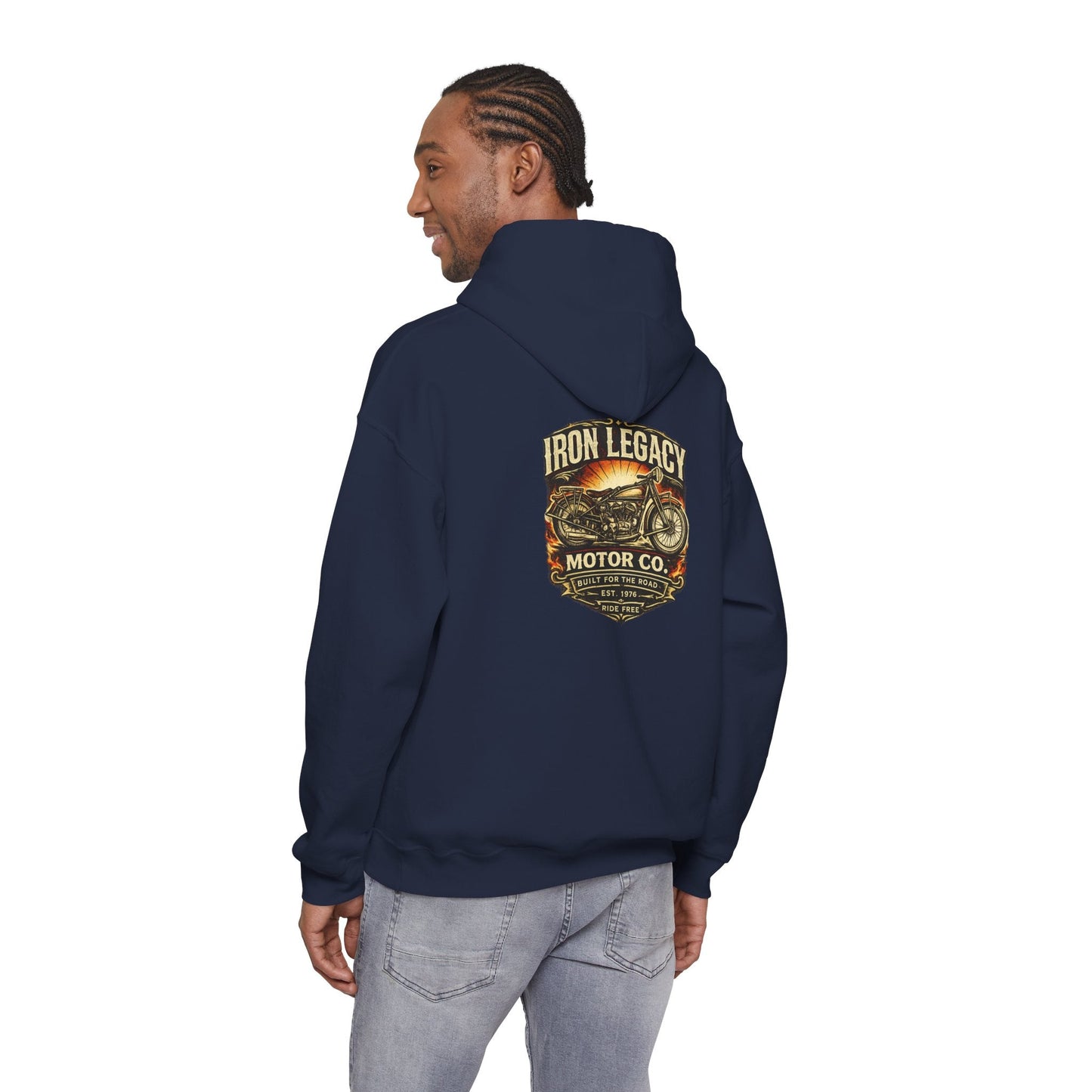 Iron Legacy Ride Free Motorcycle Hoodie – Vintage Biker Graphic Pullover – Unisex Midweight Streetwear - JennyCool