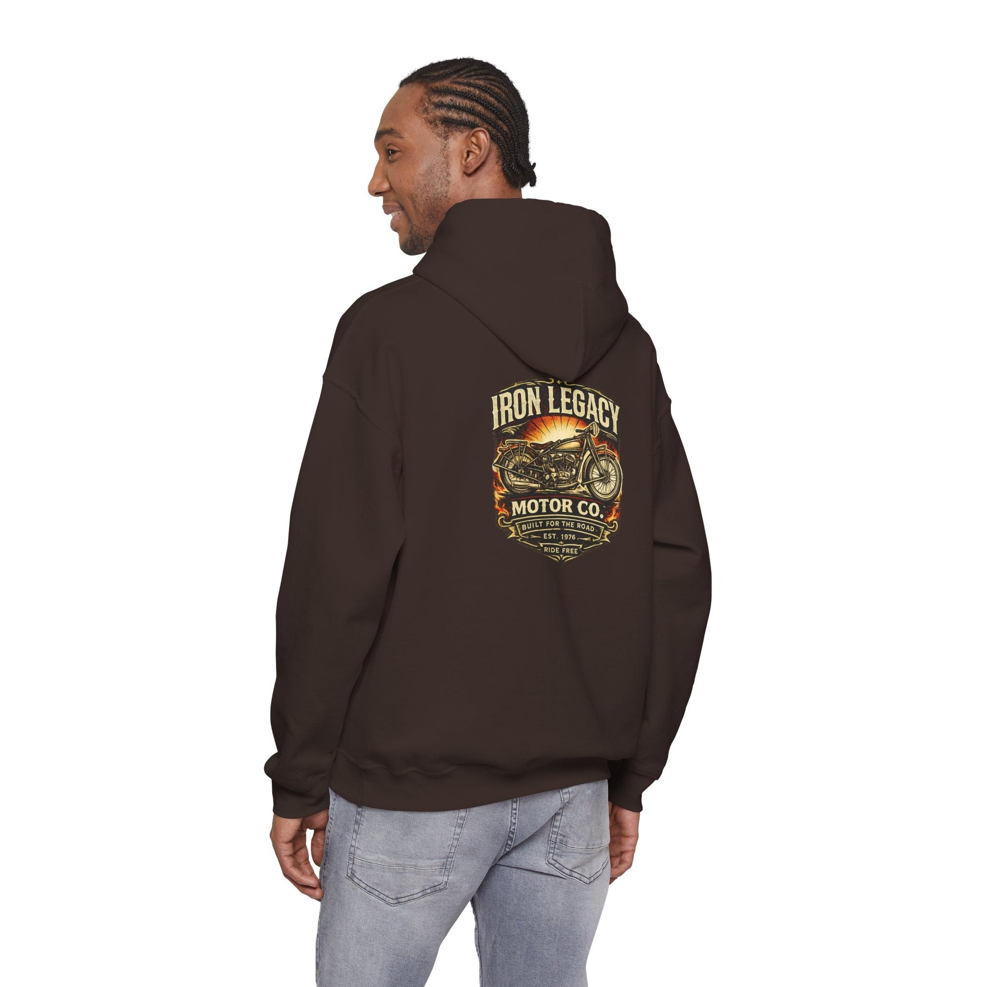 Iron Legacy Ride Free Motorcycle Hoodie – Vintage Biker Graphic Pullover – Unisex Midweight Streetwear - JennyCool