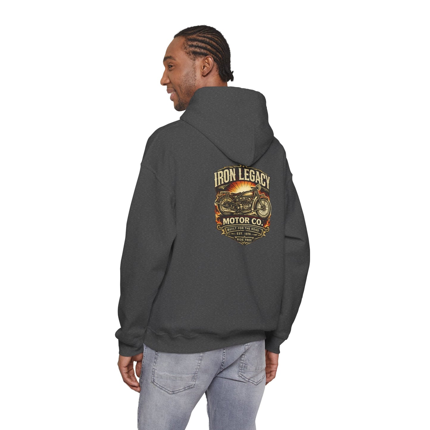 Iron Legacy Ride Free Motorcycle Hoodie – Vintage Biker Graphic Pullover – Unisex Midweight Streetwear - JennyCool
