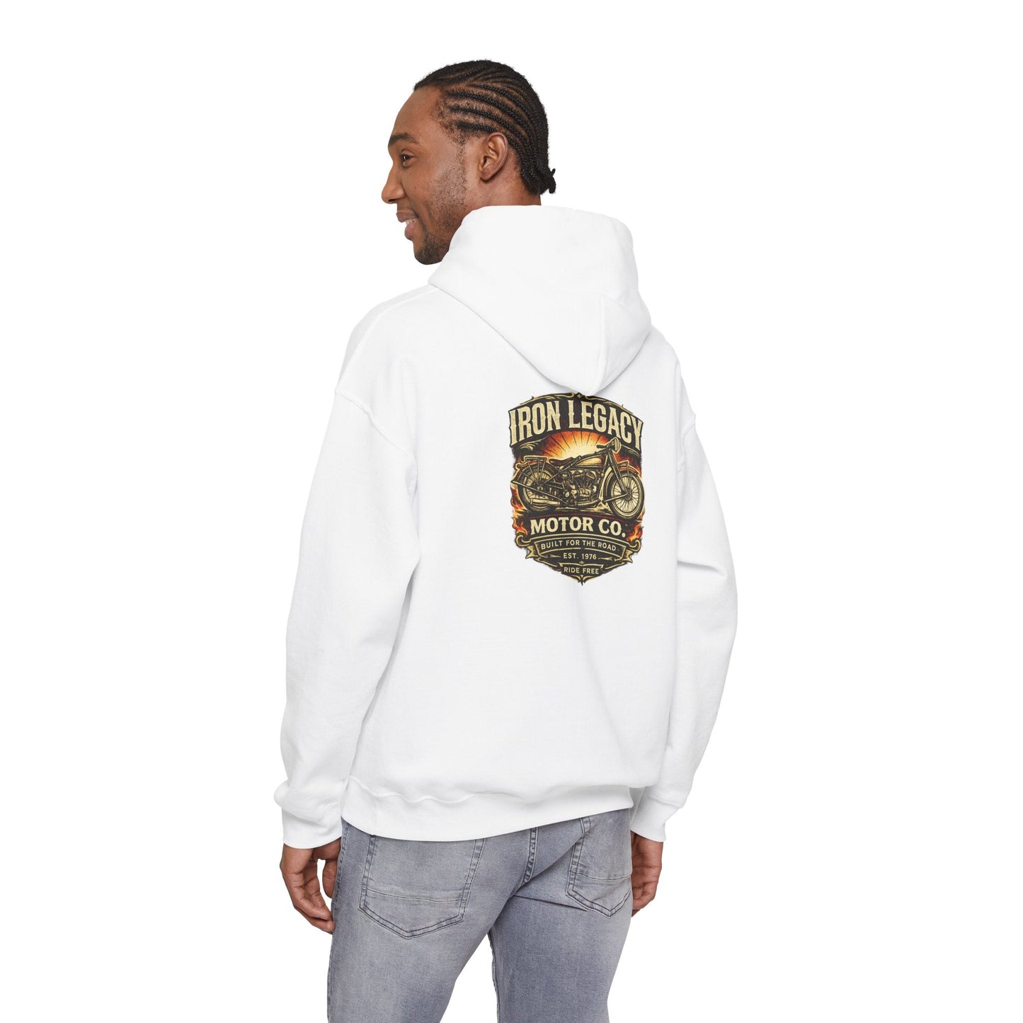 Iron Legacy Ride Free Motorcycle Hoodie – Vintage Biker Graphic Pullover – Unisex Midweight Streetwear - JennyCool