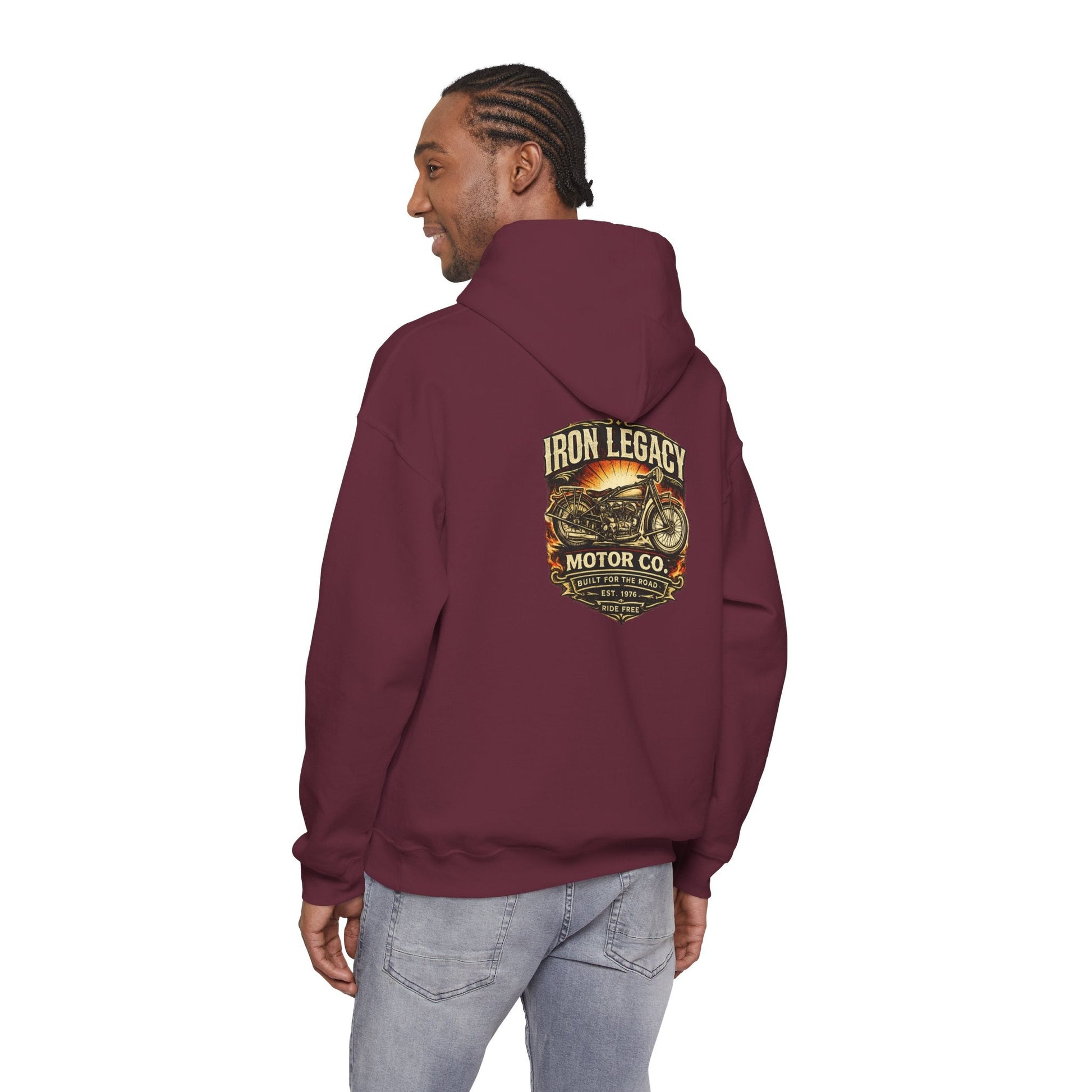 Iron Legacy Ride Free Motorcycle Hoodie – Vintage Biker Graphic Pullover – Unisex Midweight Streetwear - JennyCool