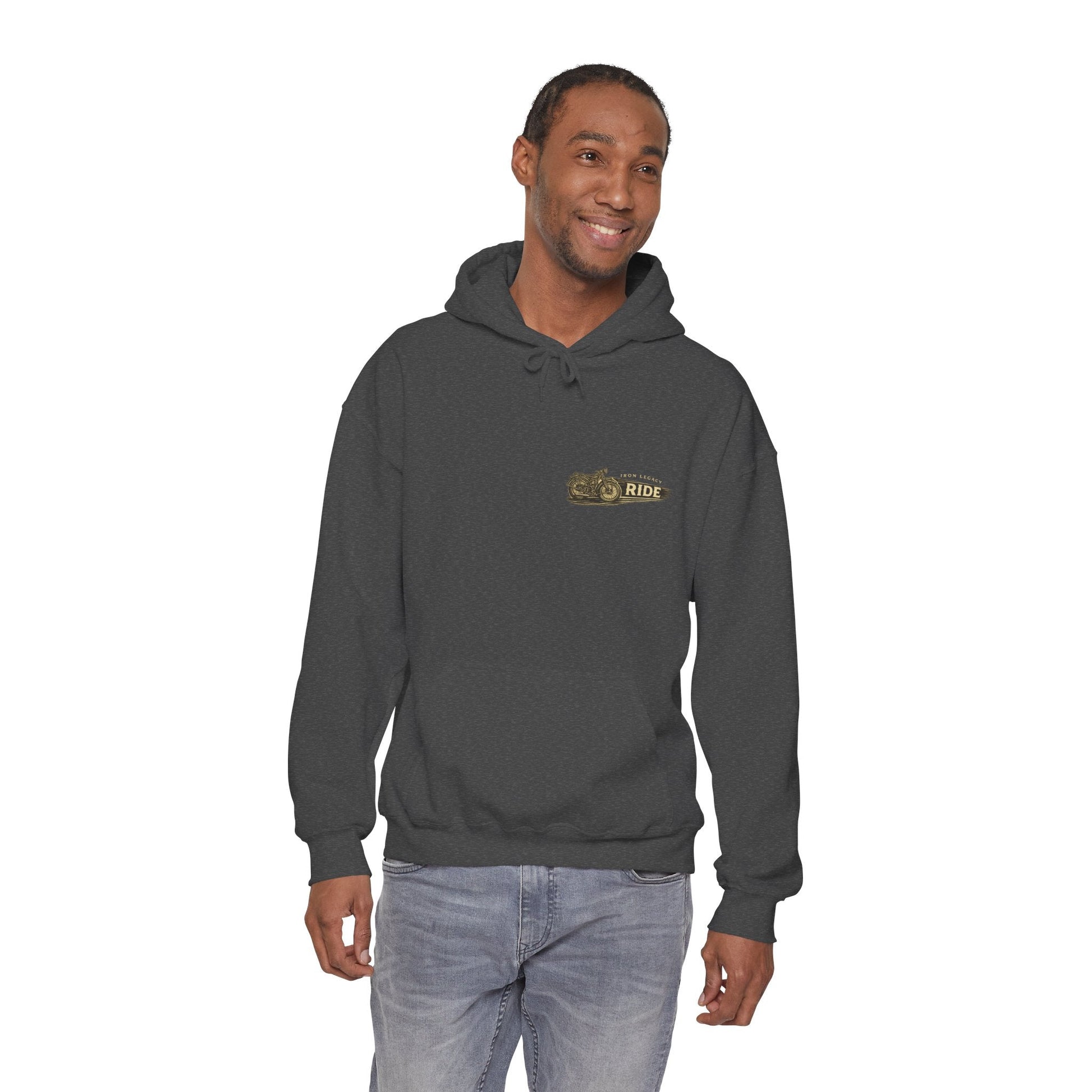 Iron Legacy Ride Free Motorcycle Hoodie – Vintage Biker Graphic Pullover – Unisex Midweight Streetwear - JennyCool
