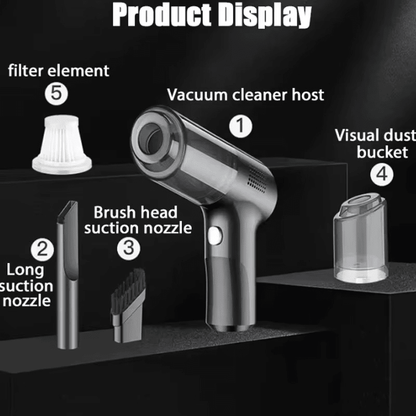JC Auto Wireless Car Vacuum Cleaner – 12000Pa High Power Portable Cleaner for Car & Home (Type - C Rechargeable) - JennyCool
