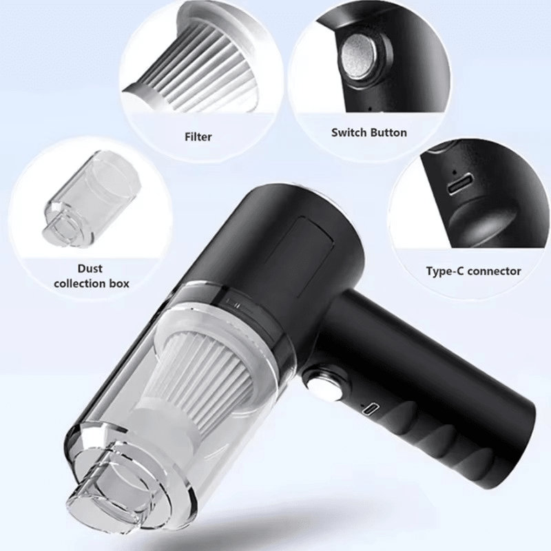 JC Auto Wireless Car Vacuum Cleaner – 12000Pa High Power Portable Cleaner for Car & Home (Type - C Rechargeable) - JennyCool
