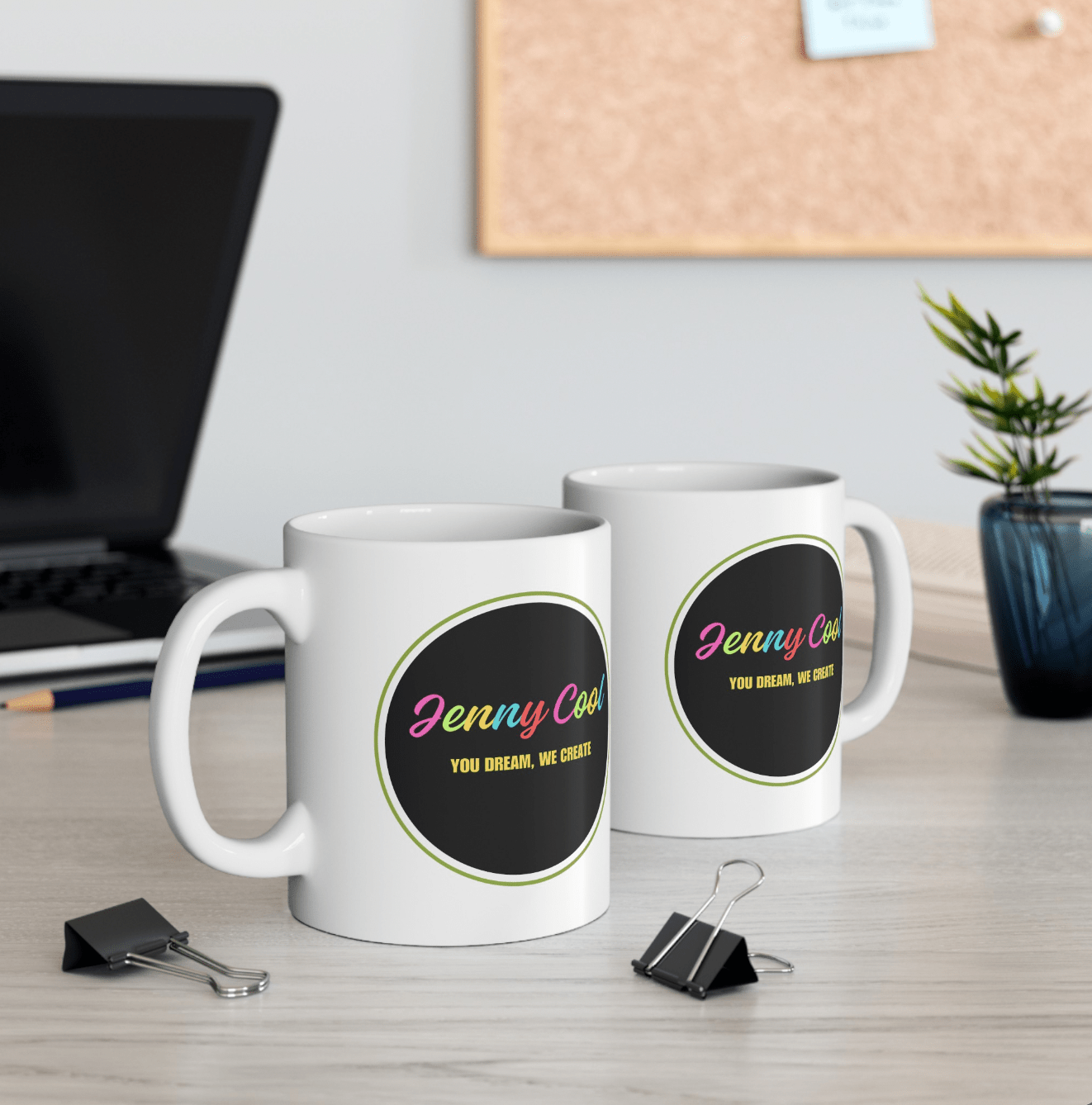 JC White Ceramic Mug , (11oz, 15oz) - JennyCool