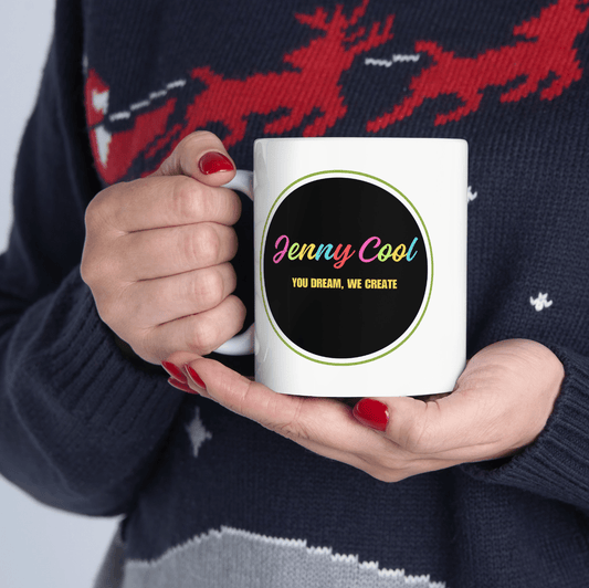 JC White Ceramic Mug , (11oz, 15oz) - JennyCool