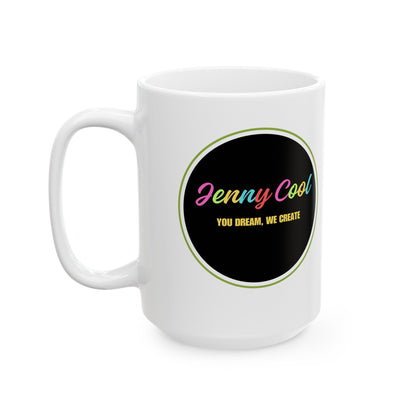 JC White Ceramic Mug , (11oz, 15oz) - JennyCool