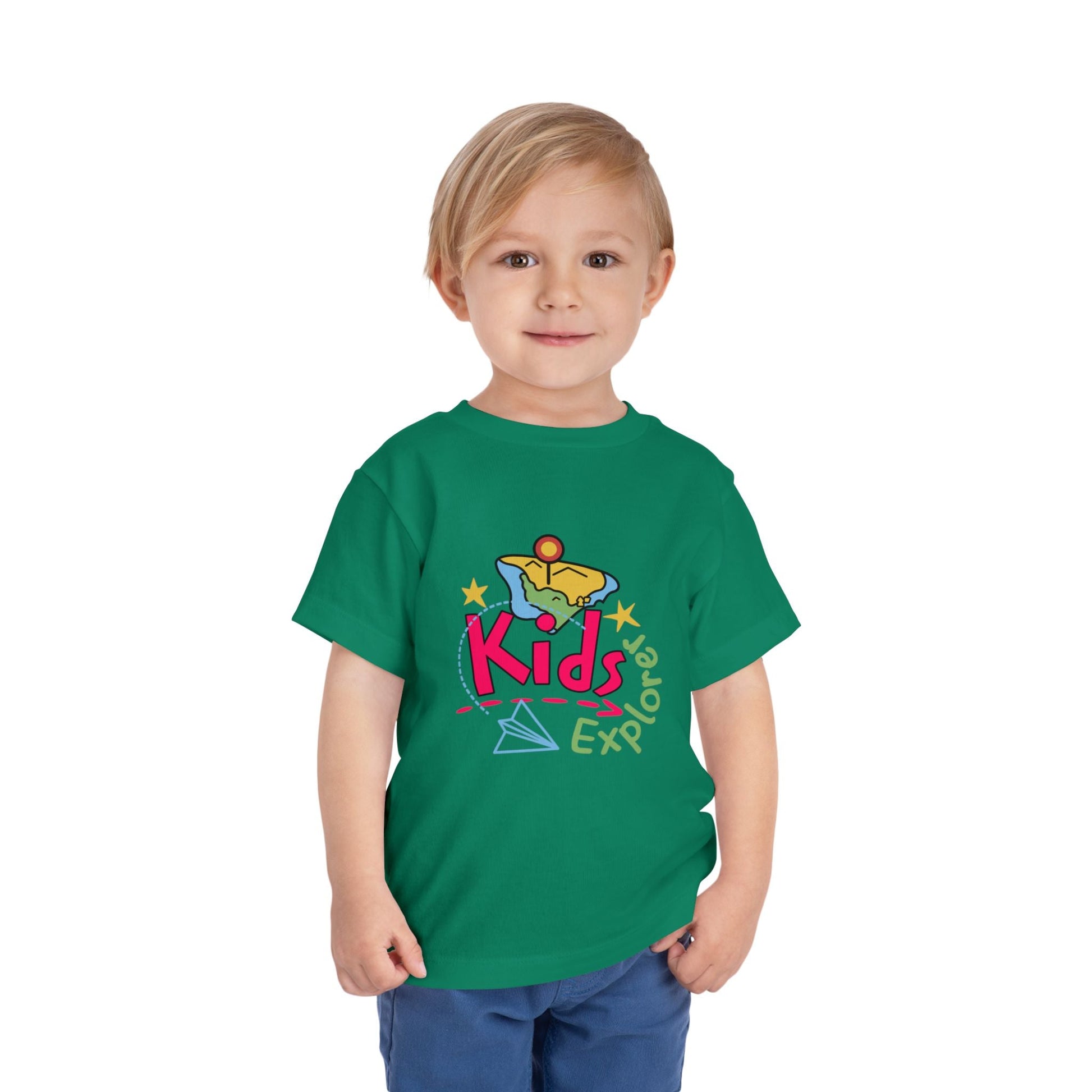 Kids Explore Toddler Tee — Colorful Adventure Graphic T-Shirt for Curious Little Explorers - JennyCool
