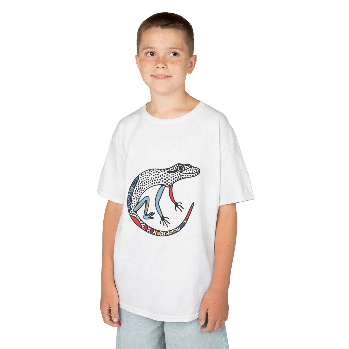 Kids Lizard Graphic Tee — Colorful Patterned Chameleon Shirt - JennyCool